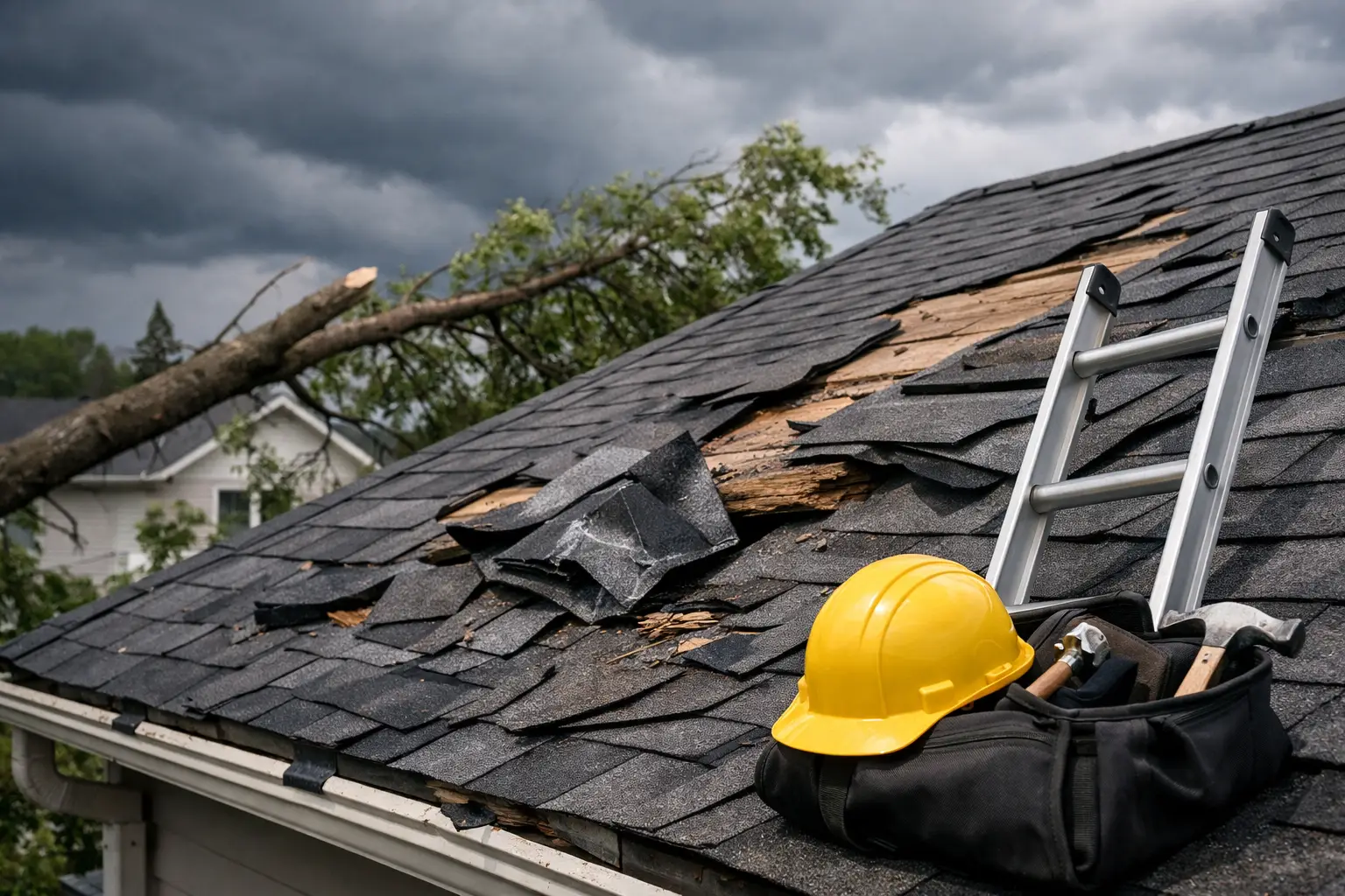 Storm Damaged Roof Example: What to Do Next